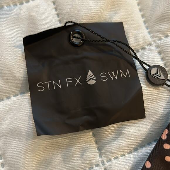 NWT Stone Fox Swim confetti dot Anini tie front bandeau top and bikini bottom - Picture 6 of 10